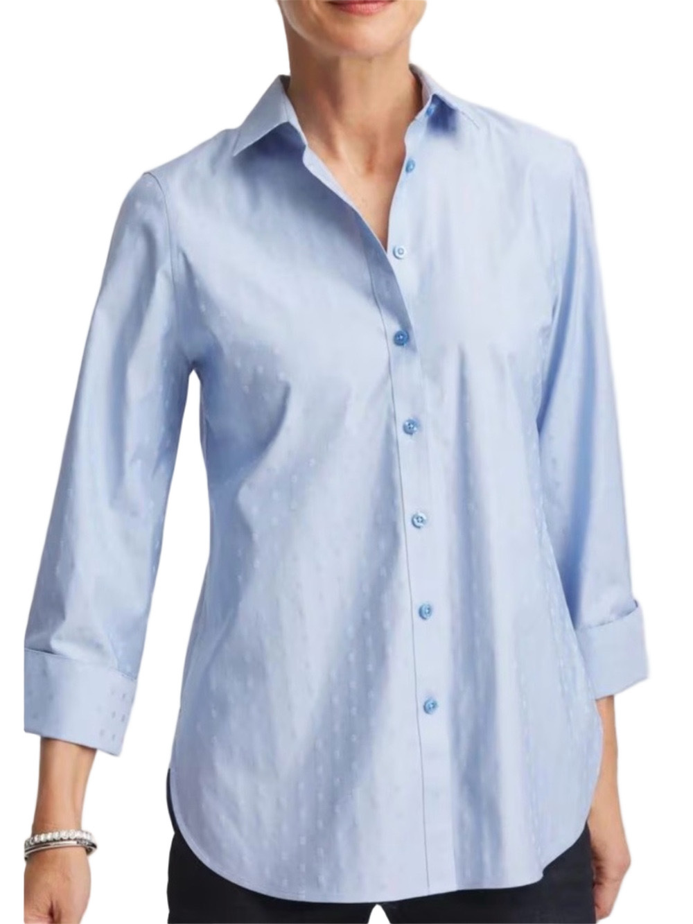 31. WOMENS CHICO’S 1.5/M DETAIL TOP - Picture 1 of 8